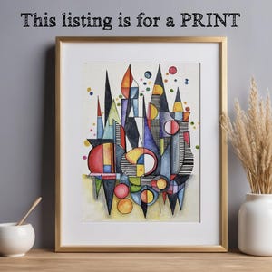 Stampa di acquerello originale astratto, frammenti a strisce, stampa di inchiostro e pittura ad acquerello, da 8x10 a 36x48 realizzata su ordinazione su carta per acquerello