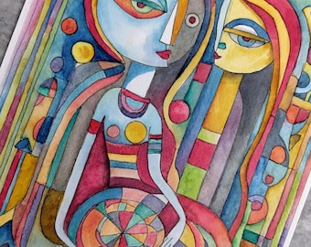 De picknick, aquarelverf