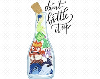 Inside Out 2, Don't Bottle It Up Svg Png, Joy, Sadness, Anger, Disgust, Envy, Inside Out Characters Tee, Motivational Tee, Mental Health Png