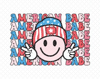 Retro American Babe Sublimation Svg Png, American Babe Png, American Babe Svg, 4th of July Png, Vintage American Babe Sublimation. Svg & Png