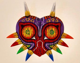 Majora’s Mask Replica – Zelda Inspired Collectible & Cosplay Mask – 16” Wide – 3D Printed Multicolour PLA – Wall Mount Included
