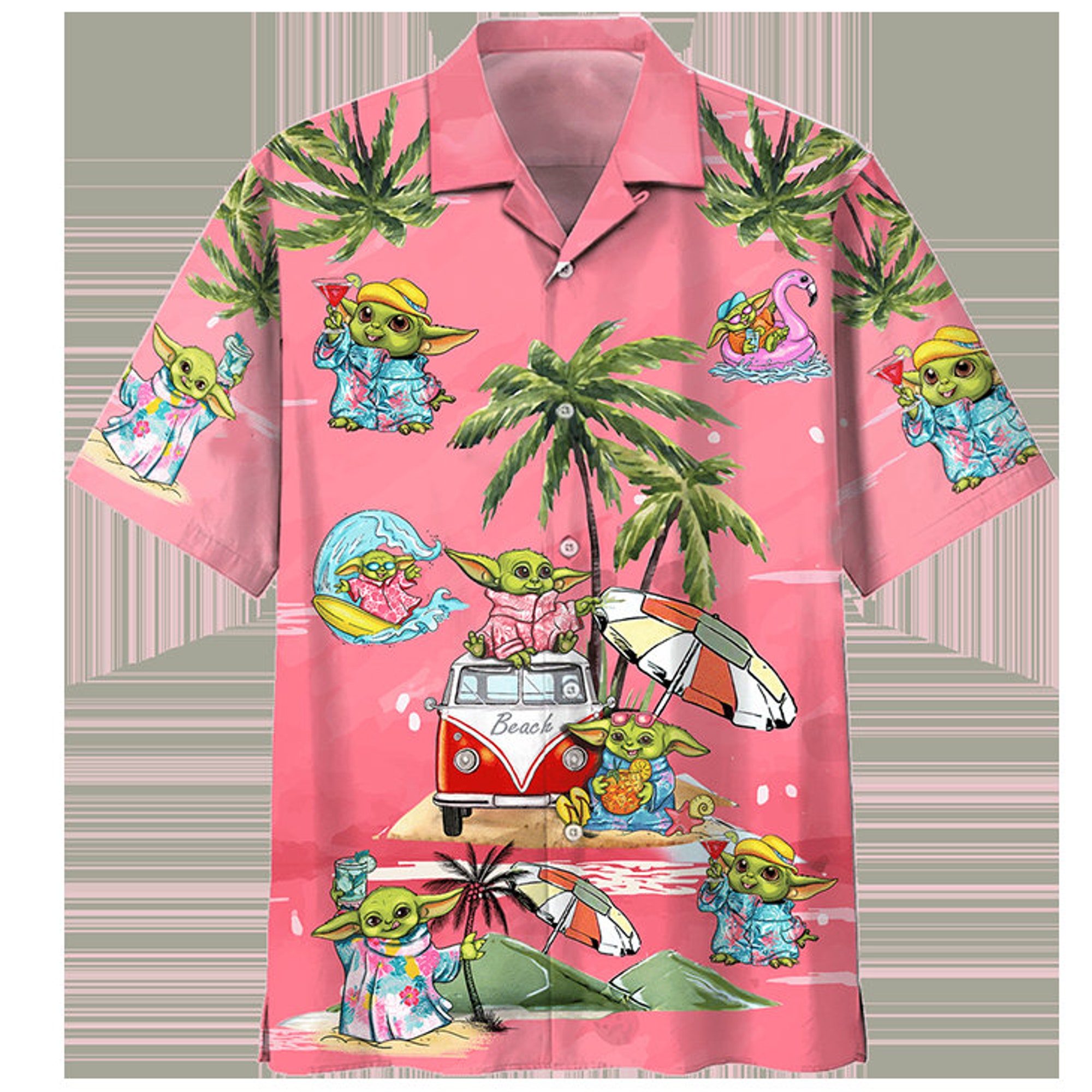 Baby Yoda Rosa Flamingo Hawaiian Shirt Baby Yoda Rosa Flamingo Hawaiian Shirt