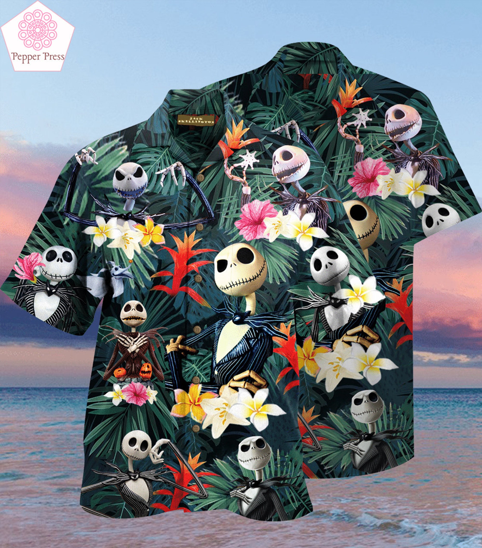 Jack Skellington Nightmare Before Christmas Horror Movie Charakter Hawaiian Shirt Jack Skellington Nightmare Before Christmas Horror Movie Charakter Hawaiian Shirt
