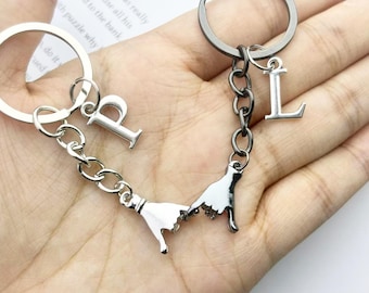 Personalized Initials Couple Keychains, Custom A Set of Two Pinky Promise Keychains, Personalized Bestie Keychains Birhday Gift for couples