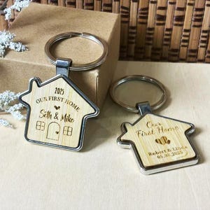 Our First Home Couple Keychains, Personalized House Ornament Keychains Housewarming Keychains, Custom Name New Home Keychains Gift for Her