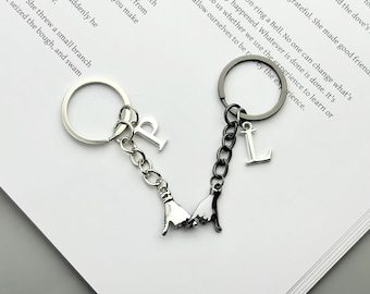 Personalized Initials Couple Keychains, Custom A Set of Two Pinky Promise Keychains, Personalized Bestie Keychains Birhday Gift for couples