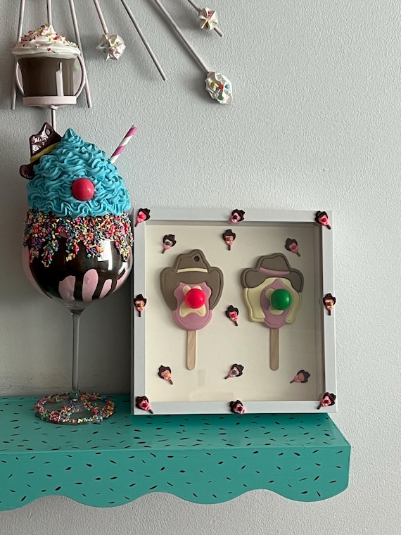 Funny Bubble O Bill & Jill Inspired Ice Cream Fan Art Shadow Box Dopamine Decor Ice Cream Nostalgic Gift Idea