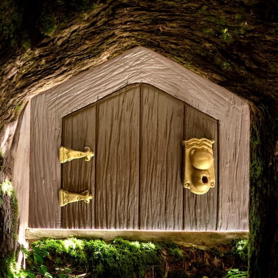 Alice In Wonderland Fairy Door with 3D hand sculpted and hand painted hinges and doorknob. Dopamine Decor Super Cool Novelty Xmas present