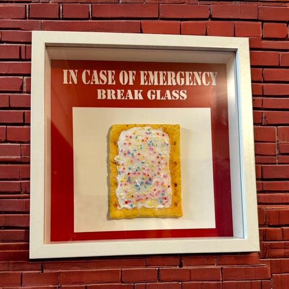 In Case Of Emergency Break Glass Shadow Box Dopamine Wall Art Decor Pop Tart Inspired Novelty Funny Gift Idea