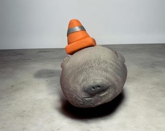 Neil The Seal Cute Incense Holder With Orange Traffic Cone Extra Chonky Boi Novelty Christmas Present dopamine decor