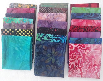 9 Batik/ Hand Dyed Fat Quarter Bundle--Quality Cotton Fabric