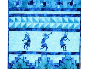 Kokopelli Plays the Blues--Quilt Pattern (Paper Version)-- 24 x 30 inch Pieced and Appliqued Southwest Quilt