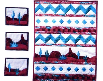 Tucson Quilt Pattern-- Makes a Wallhanging and 3 Mini Quilts-- Pieced and Appliqued-- (Paper Version)