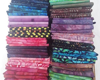 12 Batik/ Hand Dyed Fat Quarter Bundle--Quality Cotton Fabric--FREE SHIPPING!