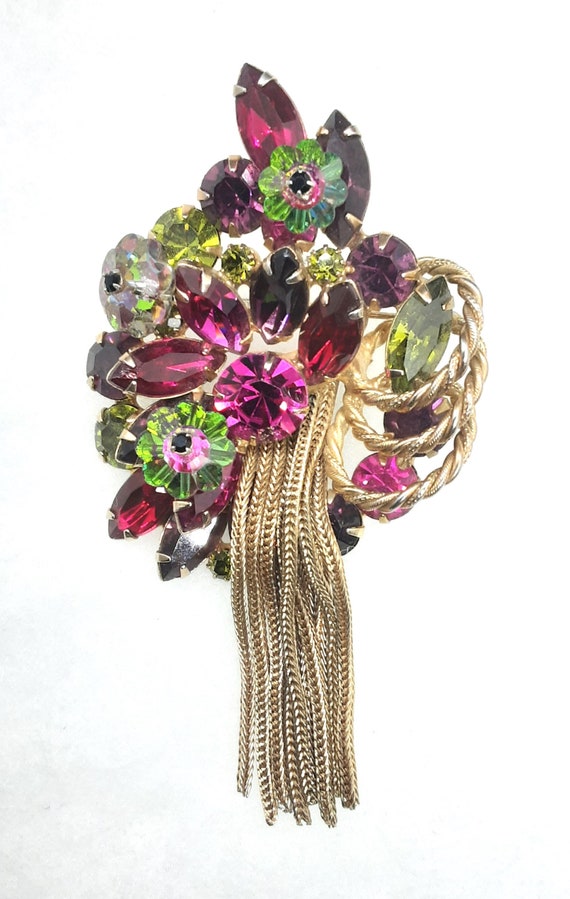 Vintage Rhinestone Waterfall Brooch