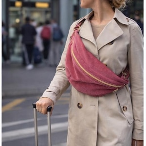 Sac Banane Velours Côtelé Rose – Sac Bandoulière Femme – Crossbody Bag Léger – Sac Voyage Passeport Téléphone – Sac Ceinture Tendance