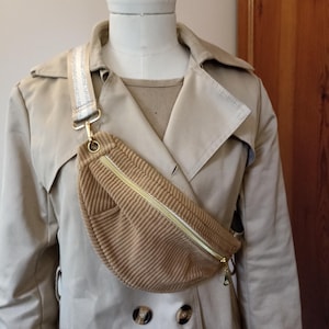 Sac  banane  Taille S,M,L original en velours côtelé  cacahuète et sangle  amovible au choix