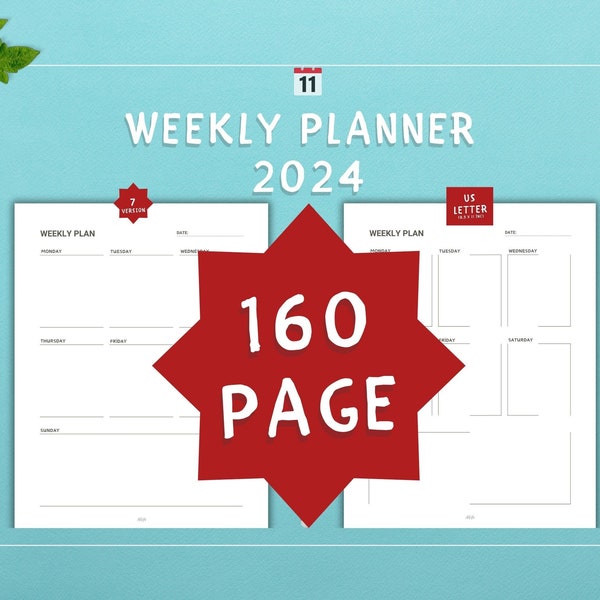 2024 Planner weekly Custom | Family | Personal | Good Notes | Refill Printable | daily | weekly Planners | 160 Pages | Digital Download