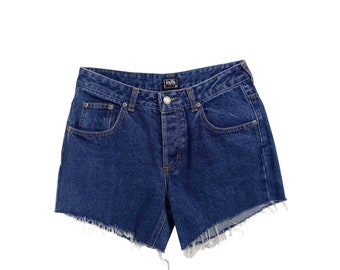 Short en jean en daim vintage à franges - M