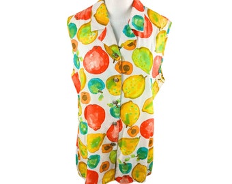 chemise à manches courtes à imprimé fruits vintage - L