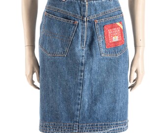 Jupe crayon taille haute en jean - S