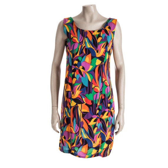 Colourful sleeveless floral dress - L - image 1