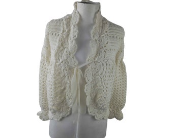 Chaqueta con lazo delantero de crochet- S