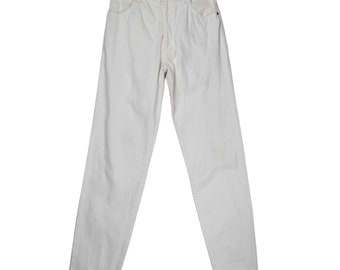 Weiße 90er-Jahre-Jeans mit hohem Bund – M