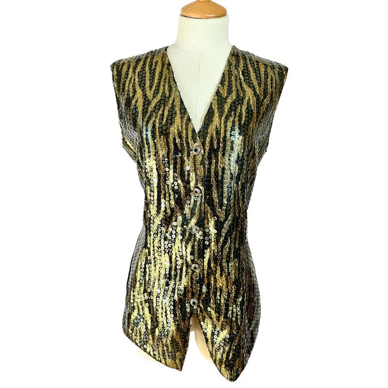 Sequin Waistcoat Adult Silver main image 0