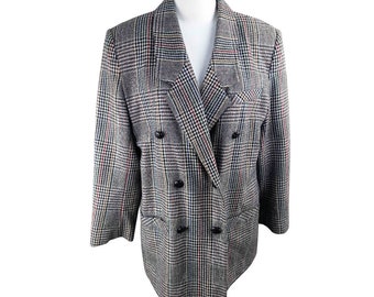 Blazer cruzado vintage a cuadros - L