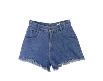 Short en jean effiloché taille haute - S