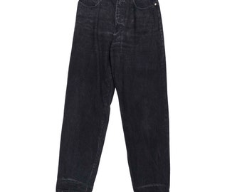 Schwarze Mom-Jeans aus dickem Denim – M