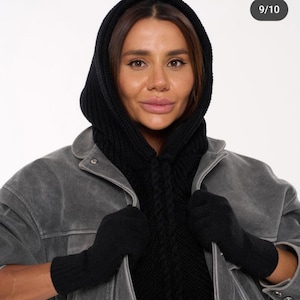 Scarf with hood, hood scarf, knit hooded scarf, knit hood scarf, crochet balaclava scarf, hood with scarf, hat with scarf