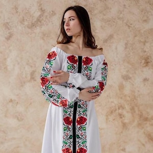 White princess dress, embroidered women dress, plus size fantasy dress,white cottage core dress, victorian summer dress
