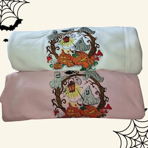Felpa ricamata fantasma, felpa di Halloween, felpa ricamata di Halloween, felpa fantasma, stagione spettrale