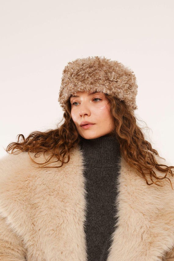Tan Faux Fur Trapper Hat for Women Furry Hat for Women Winter Hats for Warmth and Protection  main image 2