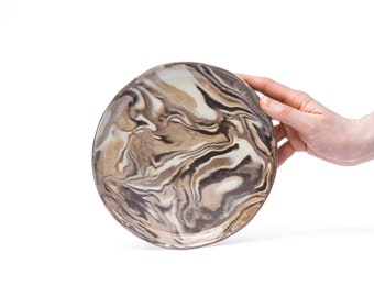 Brown marbled plate, decorative plate