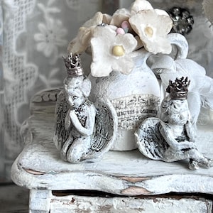 Miniature original art, dollhouse cherub, dollhouse art, shabby chic decorations, miniature Cherub art , french decor miniature dolls house