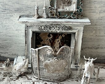 Miniature Fireplace screen , Dollhouse Miniature Fireplace, Farmhouse dollhouse , Victorian dollhouse Furniture, French dollhouse,