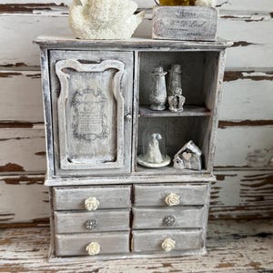 Dollhouse Hutch, Dollhouse Miniature Furniture, Dollhouse cabinet, wooden dollhouse armoire , Miniature hutch, french dollhouse,