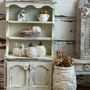 Vintage Dollhouse Wooden Hutch, Dollhouse miniature cabinet 1:12 scale French dollhouse furniture