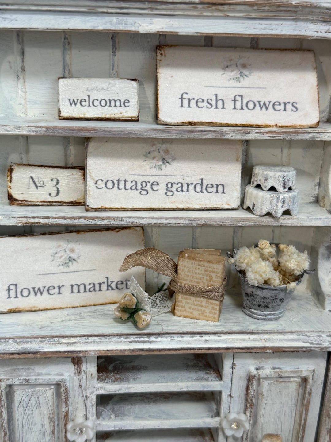 French Cottage Mini Signs | Dollhouse Farmhouse Wall Signs | Flower ...