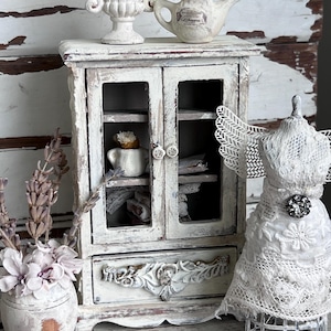 1 12 Dollhouse cabinet, Doll house Miniature Furniture, vintage dollhouse Furniture, Miniature dollhouse hutch
