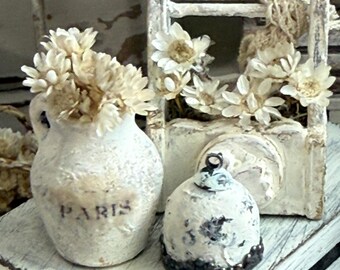 Rustieke miniatuur cloche, shabby-chique koepelhoes, keukendecor poppenhuis, Franse cottage mini, boerderijaccent schaal 1:12