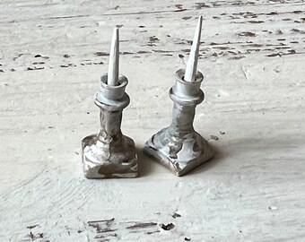 Vintage Dollhouse Metal candle holders  ,dollhouse decor, Farmhouse Miniature, French dollhouse, Dollhouse candle, miniature candle holder