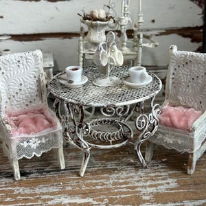 Wooden Dollhouse Chairs Set of 2 , miniature chair, Vintage dollhouse miniature , French Dollhouse Furniture, Shabby Chic Chairs, 1:12 chair