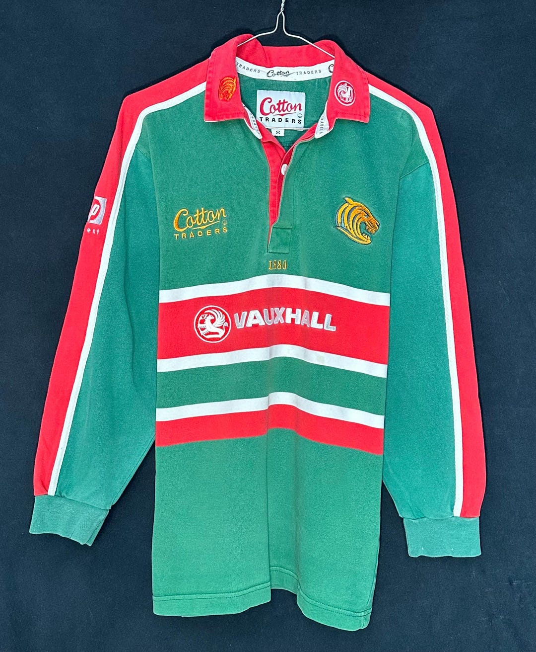 Leicester Tigers Rugby Home Shirt Polo 2001-2002 Cotton Traders ...