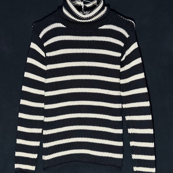 Ralph Lauren Collection Purple Label vintage Cashmere cotton Striped Sweater Turtleneck exclusive