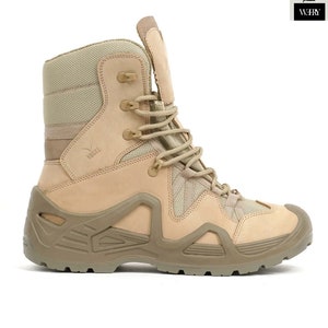 High Quality Beige Genuine Nubuck Leather Tactical Trekking Outdoor Combat Non-Steel Orthopedic Polyurethane Sole Boots image 2