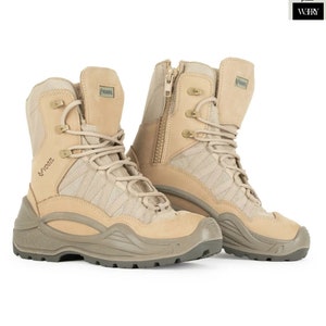 High Quality Beige Genuine Nubuck Leather Tactical Trekking Outdoor Combat Non-Steel Orthopedic Polyurethane Sole Boots Beige